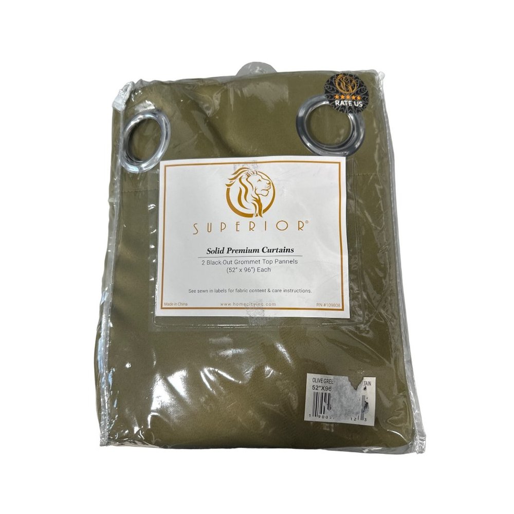 Kohl's Superior Fabric Solid Premium Curtains 52" x 96" Olive Green NEW